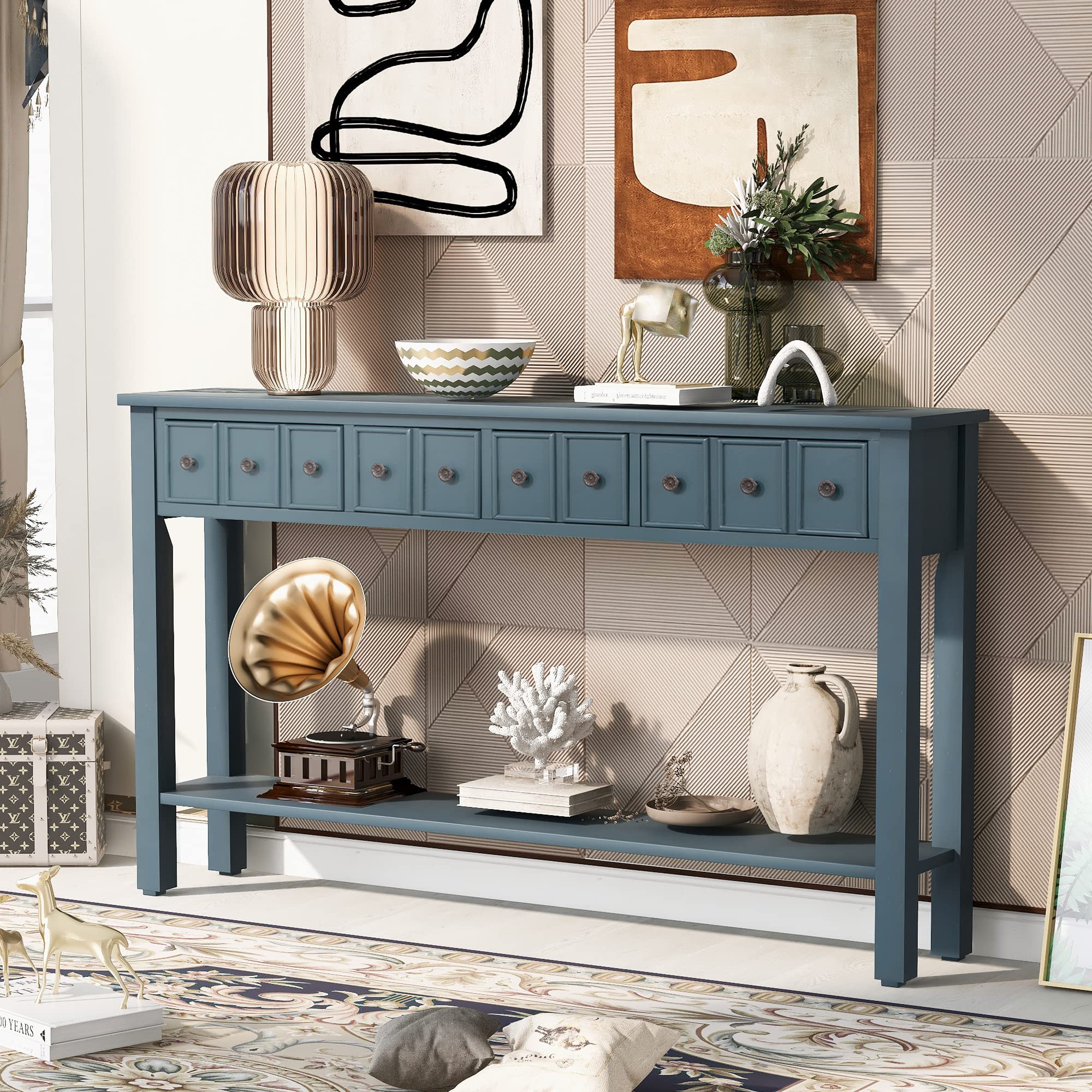 Amazon.com: Merax Navy Wood Narrow Console Table for Entryway